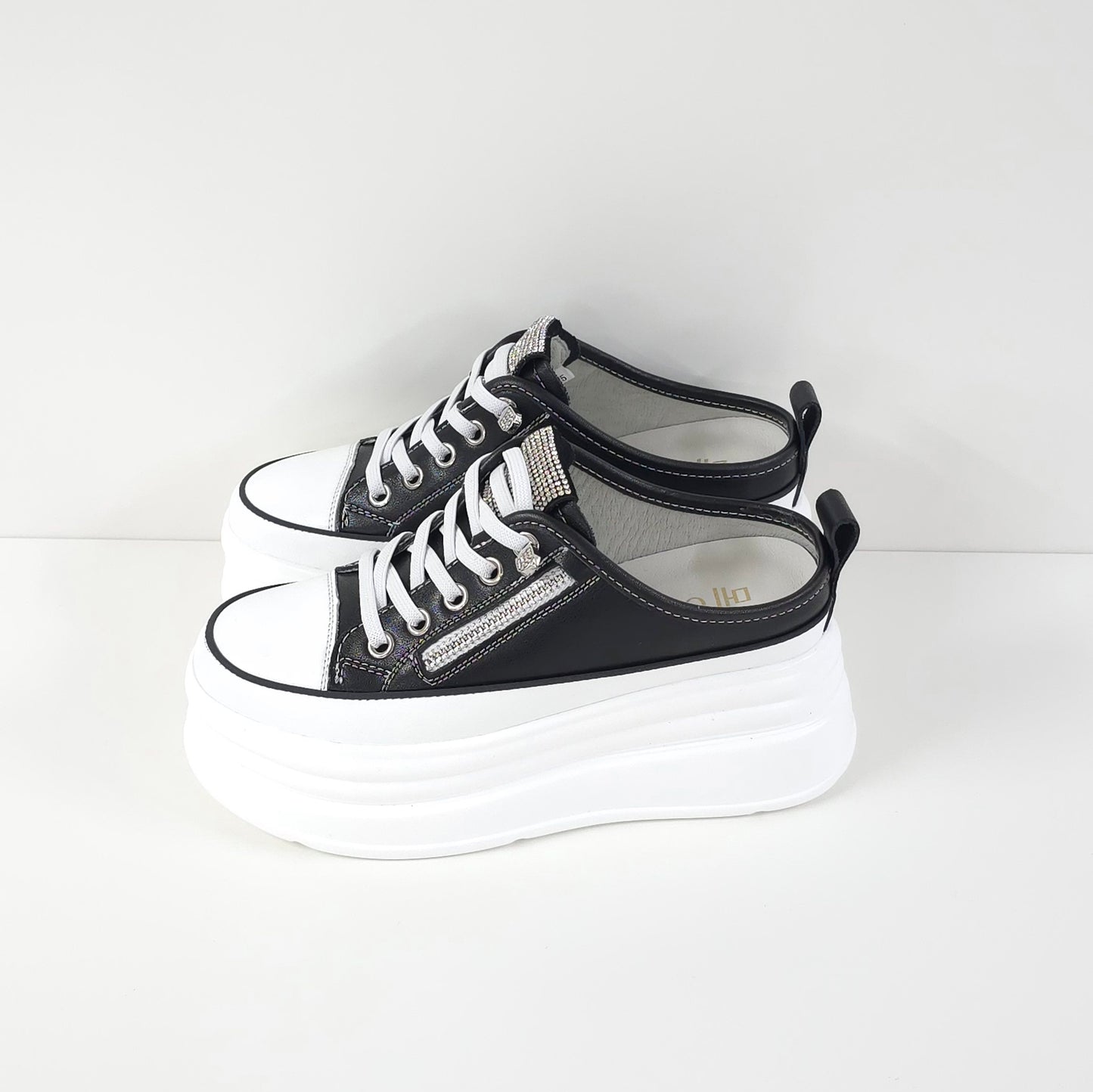 Rhinestone Zipper Platform Sneakers