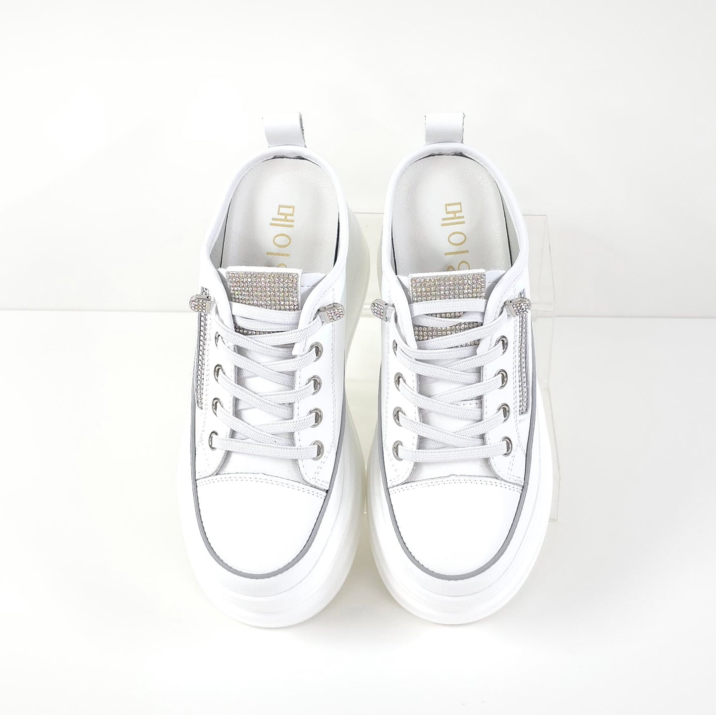 Rhinestone Zipper Platform Sneakers