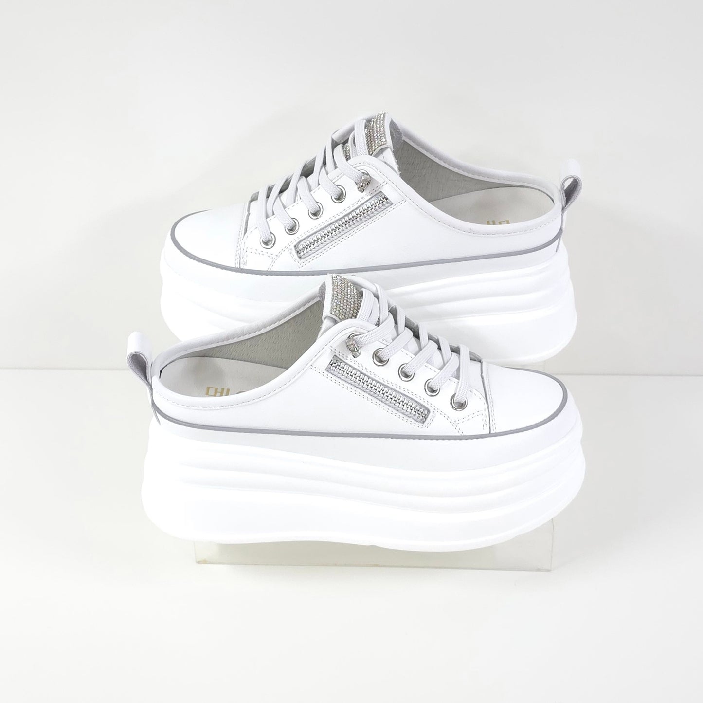 Rhinestone Zipper Platform Sneakers