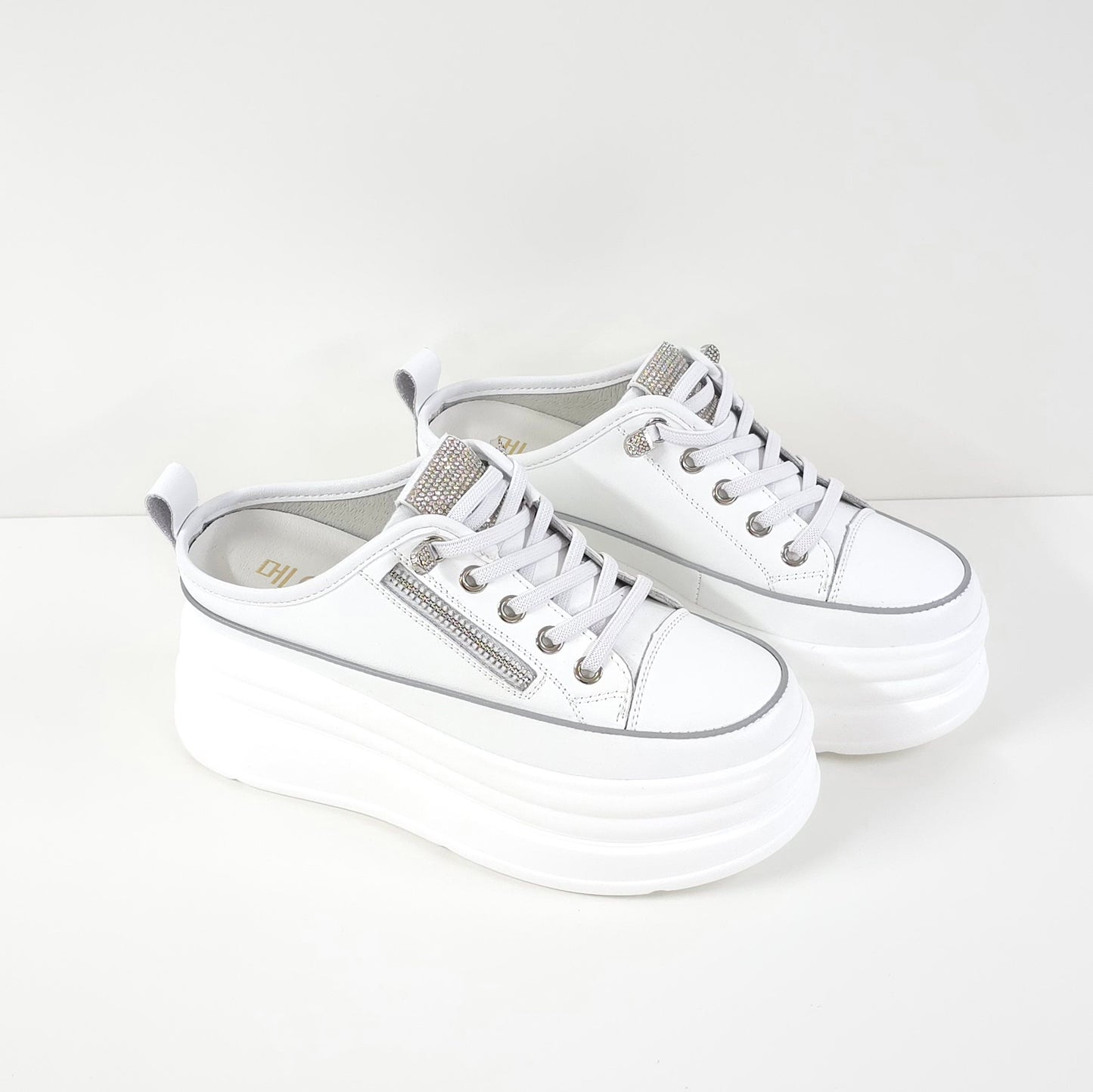 Rhinestone Zipper Platform Sneakers