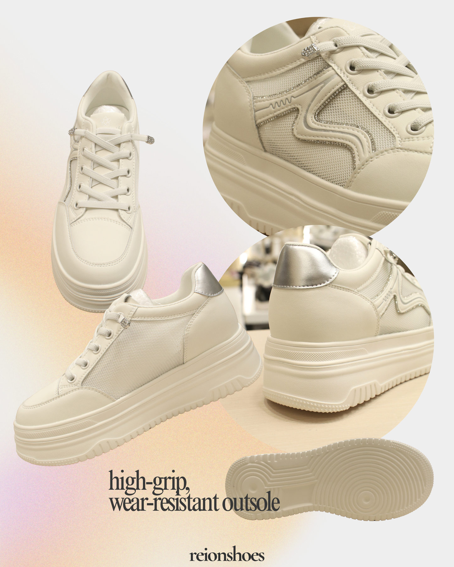 ROL95687 Scalloped Trim Breathable Casual Sneakers