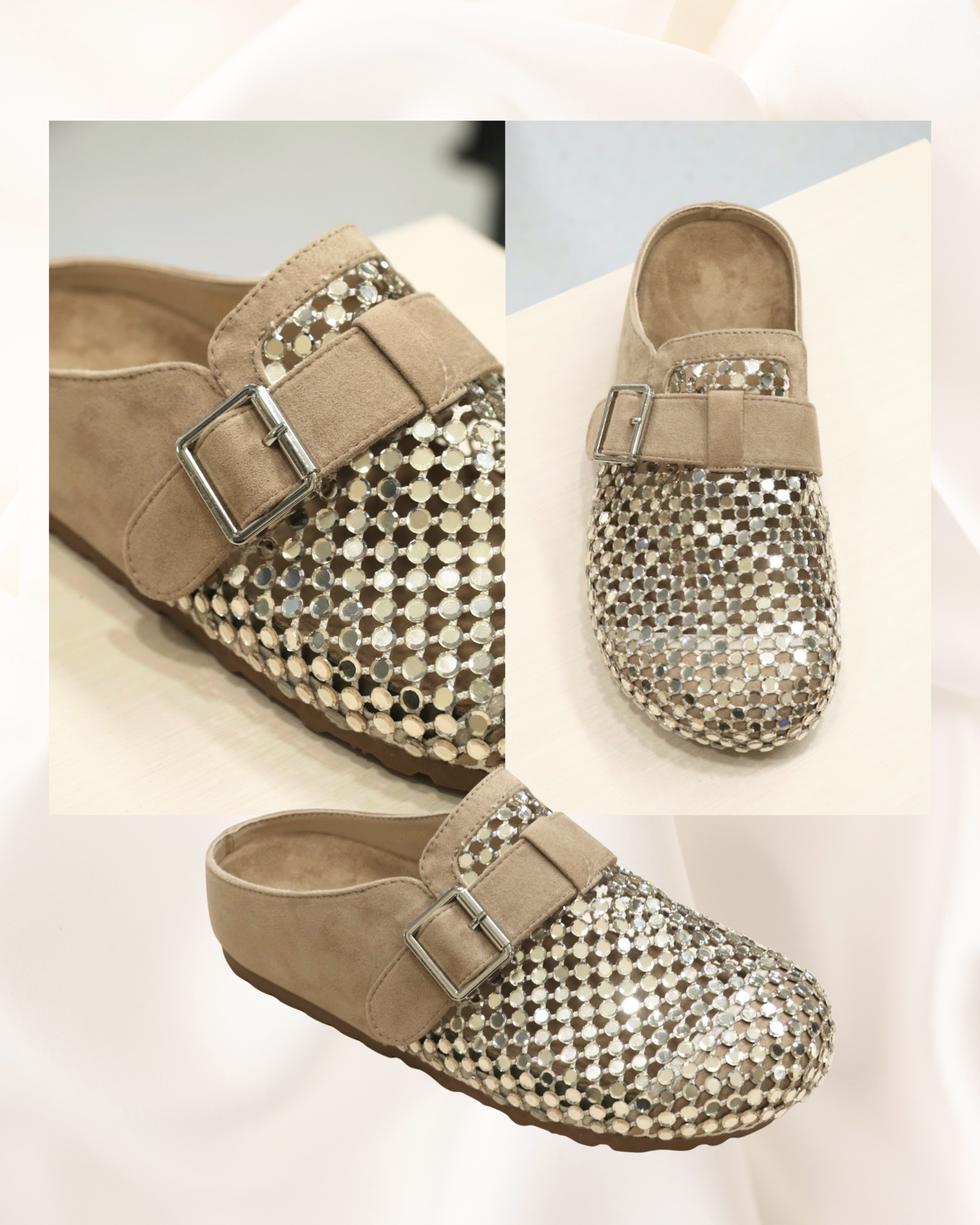 ROQ269010 Sequin Crochet Mules