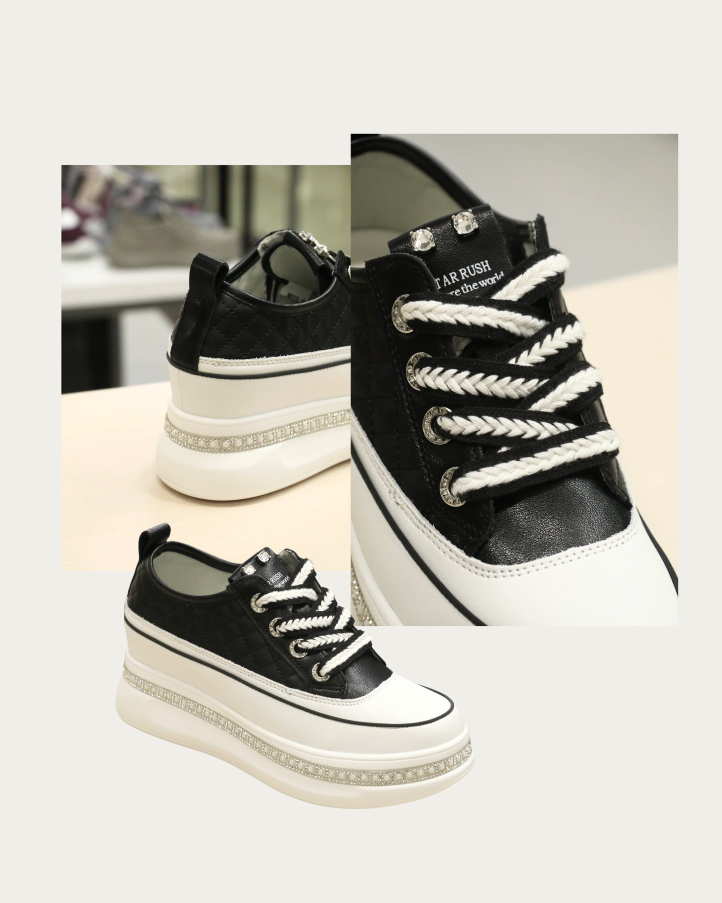 ROM2775 Glamorous Shimmering Elevated Fashion Sneakers