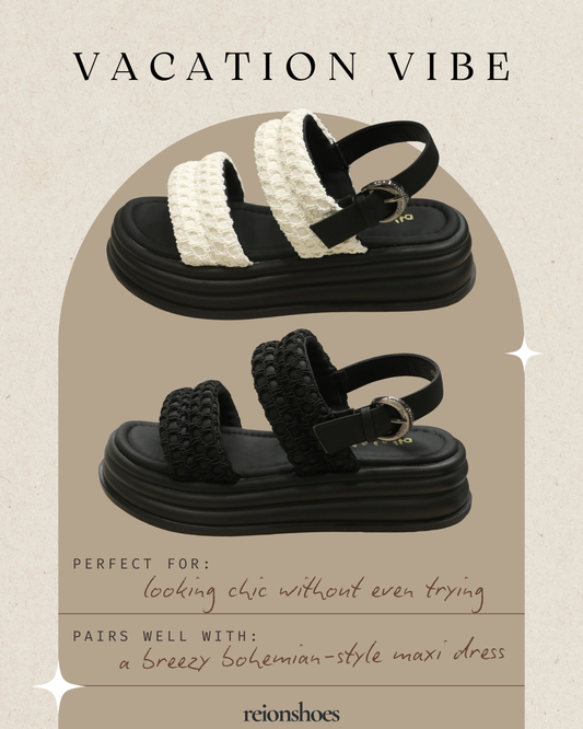 ROA7361 Quilted Woven Double-Strap Platform Sandals