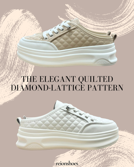 ROM31112 Quilted Diamond-Lattice Slip-On Mules