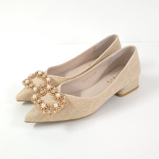 珍珠方扣低跟鞋Pearl Buckle Low-Heel Shoes