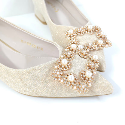 珍珠方扣低跟鞋Pearl Buckle Low-Heel Shoes