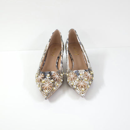 璀璨花卉中跟鞋Floral Embellished Shoes