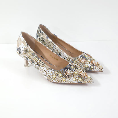 璀璨花卉中跟鞋Floral Embellished Shoes