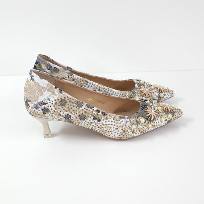 璀璨花卉中跟鞋Floral Embellished Shoes