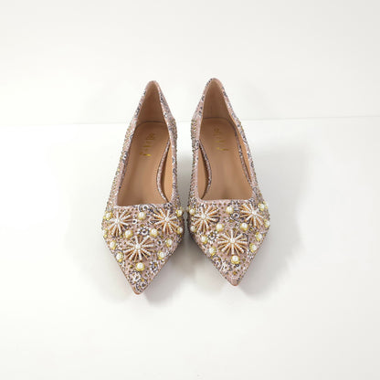 璀璨花卉中跟鞋Floral Embellished Shoes
