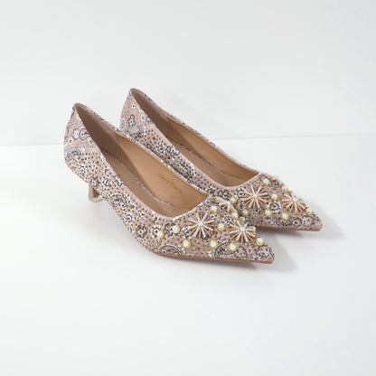 璀璨花卉中跟鞋Floral Embellished Shoes