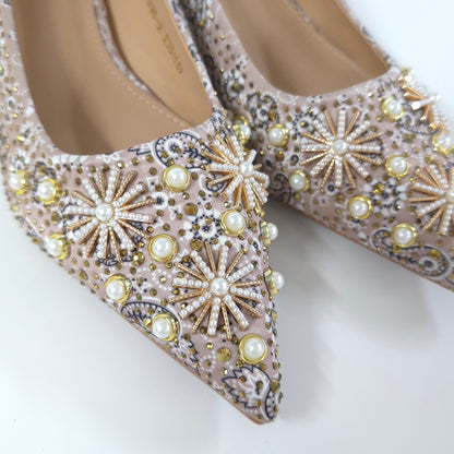 璀璨花卉中跟鞋Floral Embellished Shoes