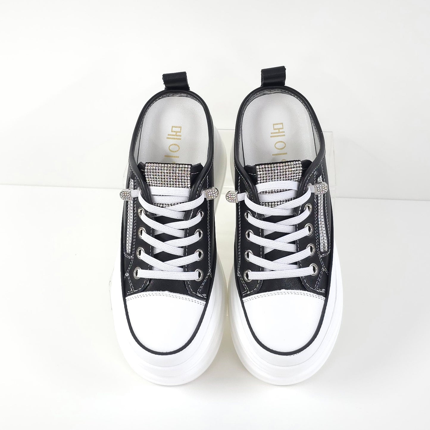 Rhinestone Zipper Platform Sneakers