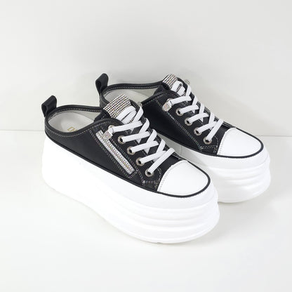 Rhinestone Zipper Platform Sneakers
