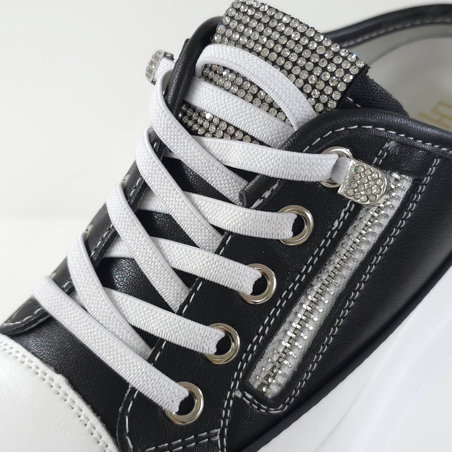 Rhinestone Zipper Platform Sneakers