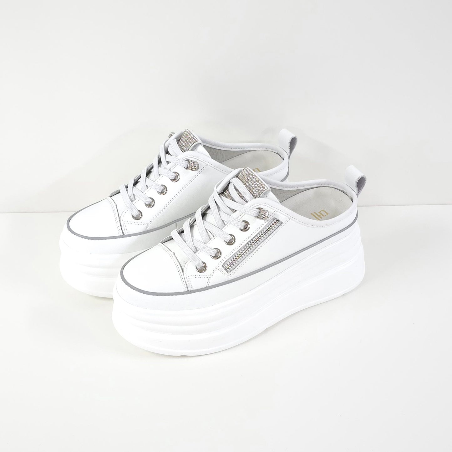 Rhinestone Zipper Platform Sneakers
