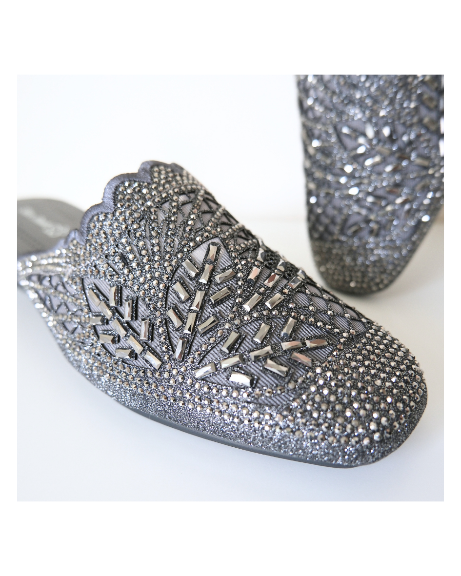 【限時優惠FLASH SALE】法式輕奢透膚橢圓頭穆勒鞋｜銀河葉影 ‧ 精緻刺繡 ‧ 一踩即走