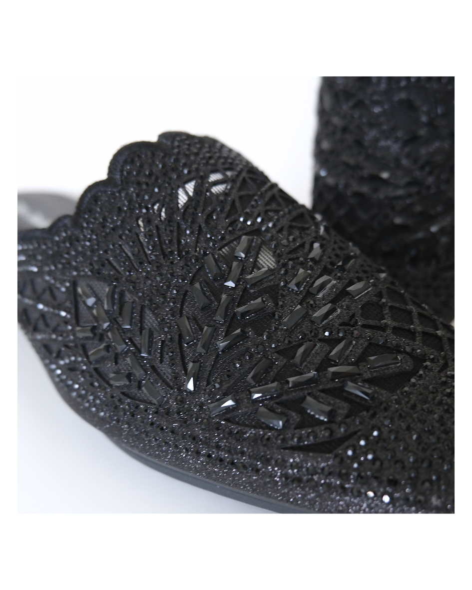 【限時優惠FLASH SALE】法式輕奢透膚橢圓頭穆勒鞋｜銀河葉影 ‧ 精緻刺繡 ‧ 一踩即走