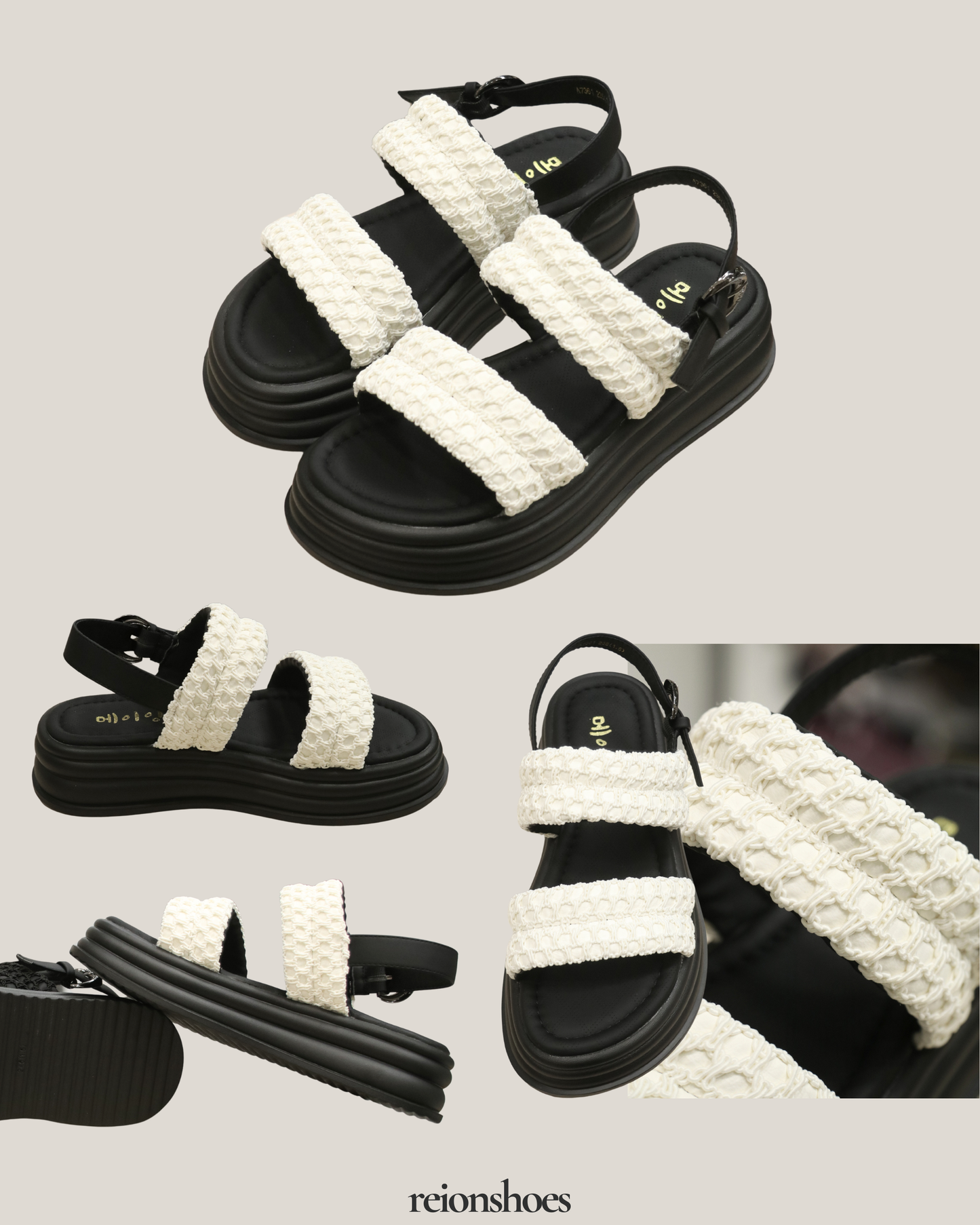 ROA7361 Quilted Woven Double-Strap Platform Sandals