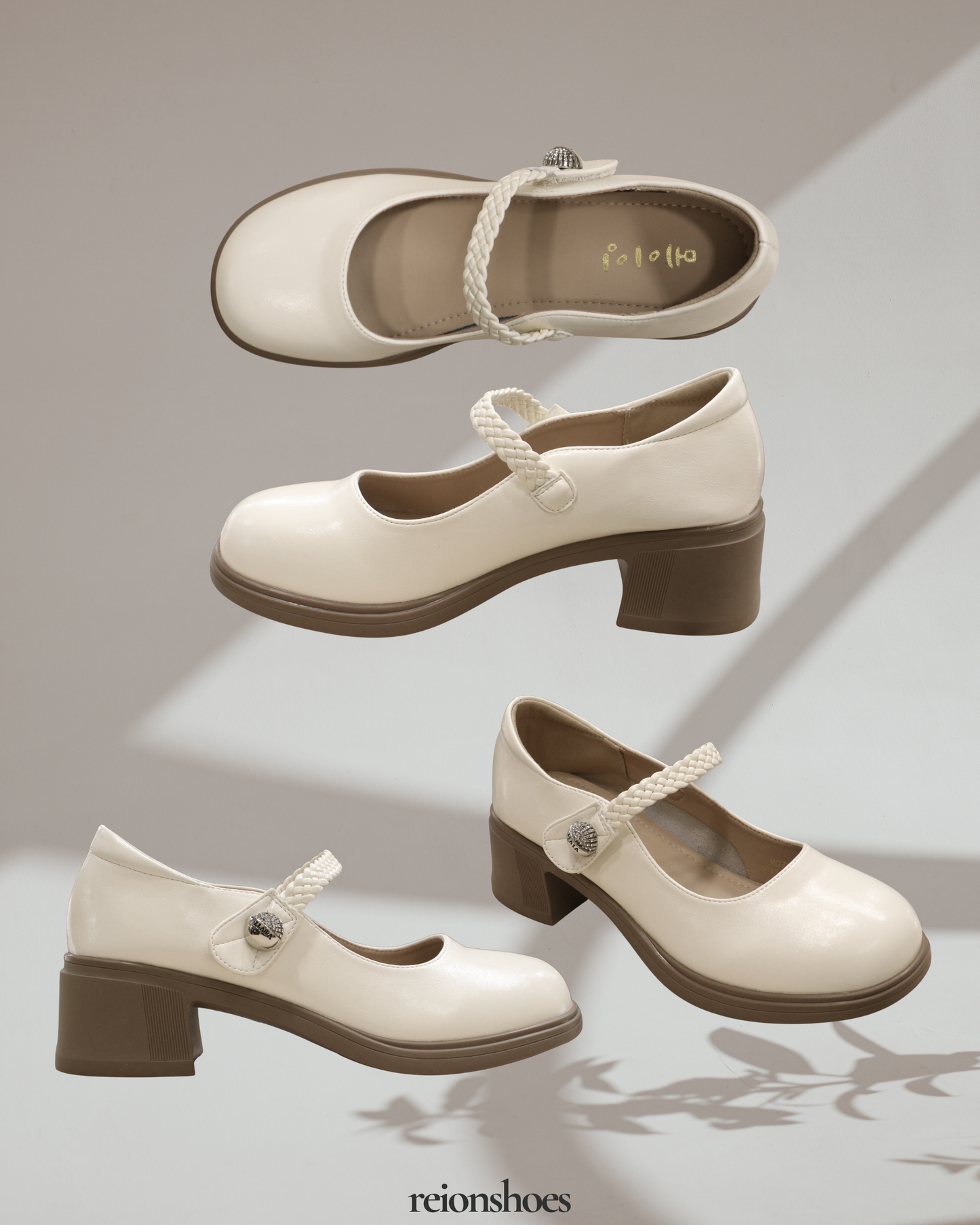 ROM07516 Woven-Strap Mary Jane Heels