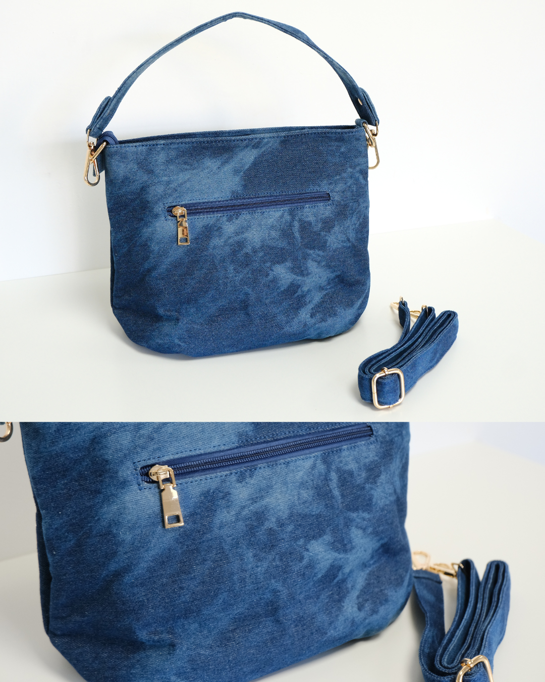 RO81976BMY Shimmering Owl Denim Shoulder Bag
