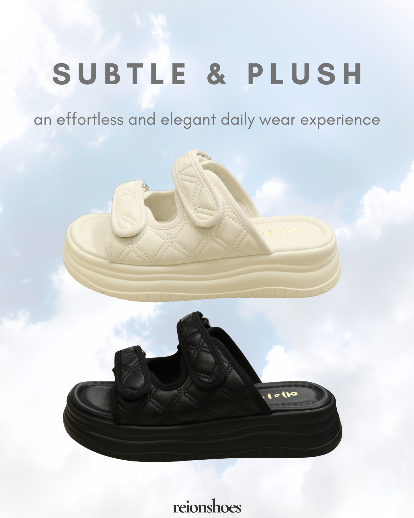ROA98805 Quilted Diamond-Stitch Platform Slides