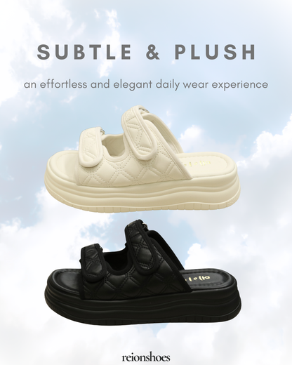 ROA98805 Quilted Diamond-Stitch Platform Slides