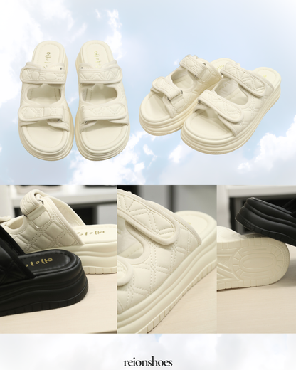 ROA98805 Quilted Diamond-Stitch Platform Slides