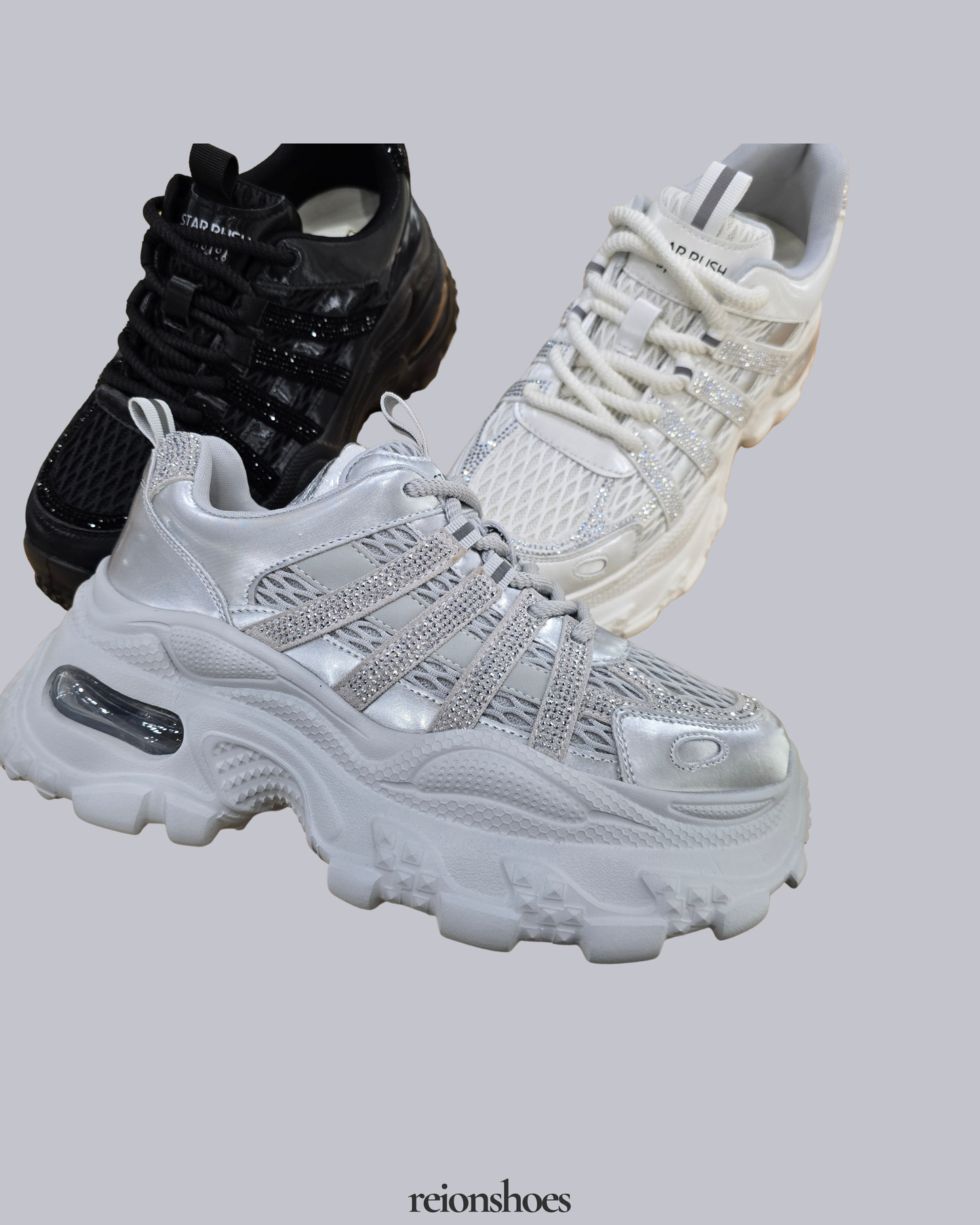 RO6008-77 Shimmering Rhinestone Platform Sneakers