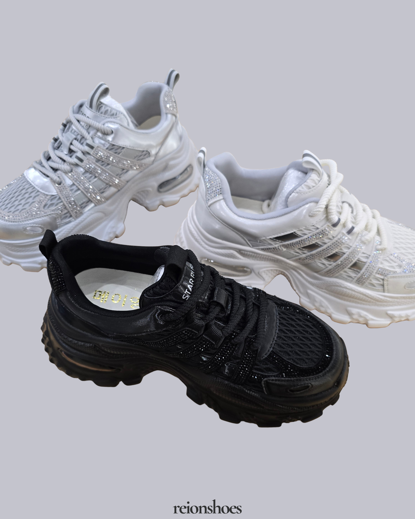 RO6008-77 Shimmering Rhinestone Platform Sneakers