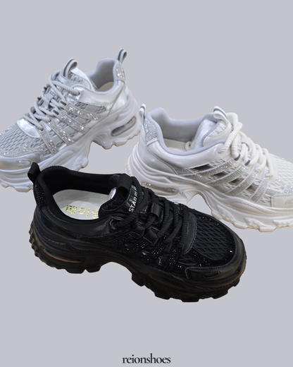 RO6008-77 Shimmering Rhinestone Platform Sneakers