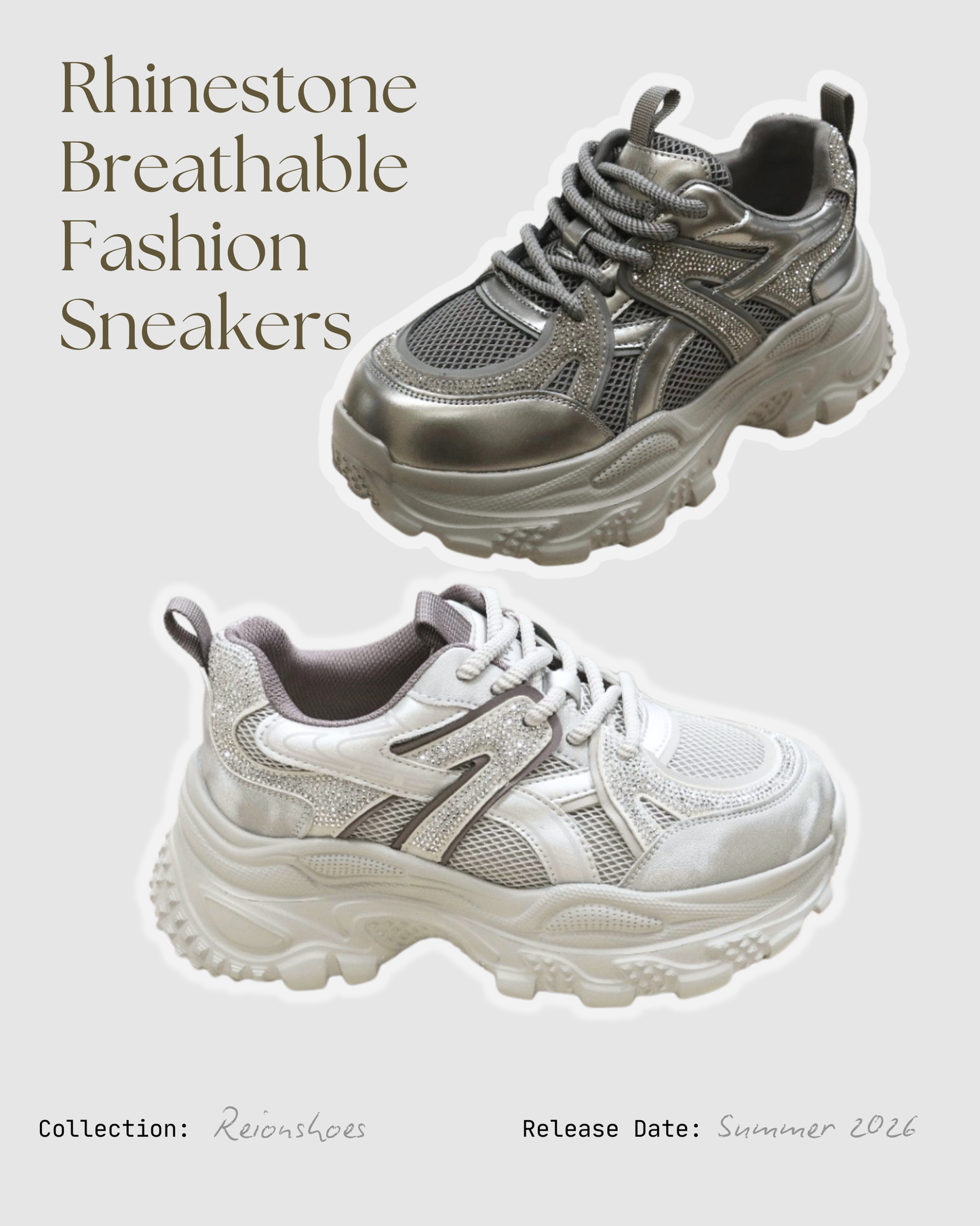 RO66008-85MY Rhinestone Breathable Fashion Sneakers