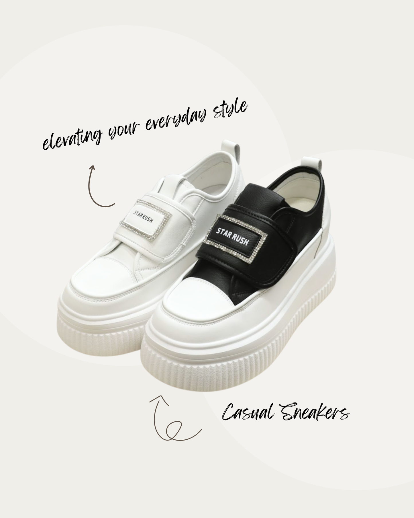 RO6068 Single-Strap Platform Casual Sneakers