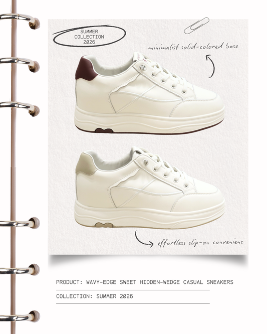 RO68-30 Wavy-Edge Sweet Hidden-Wedge Casual Sneakers