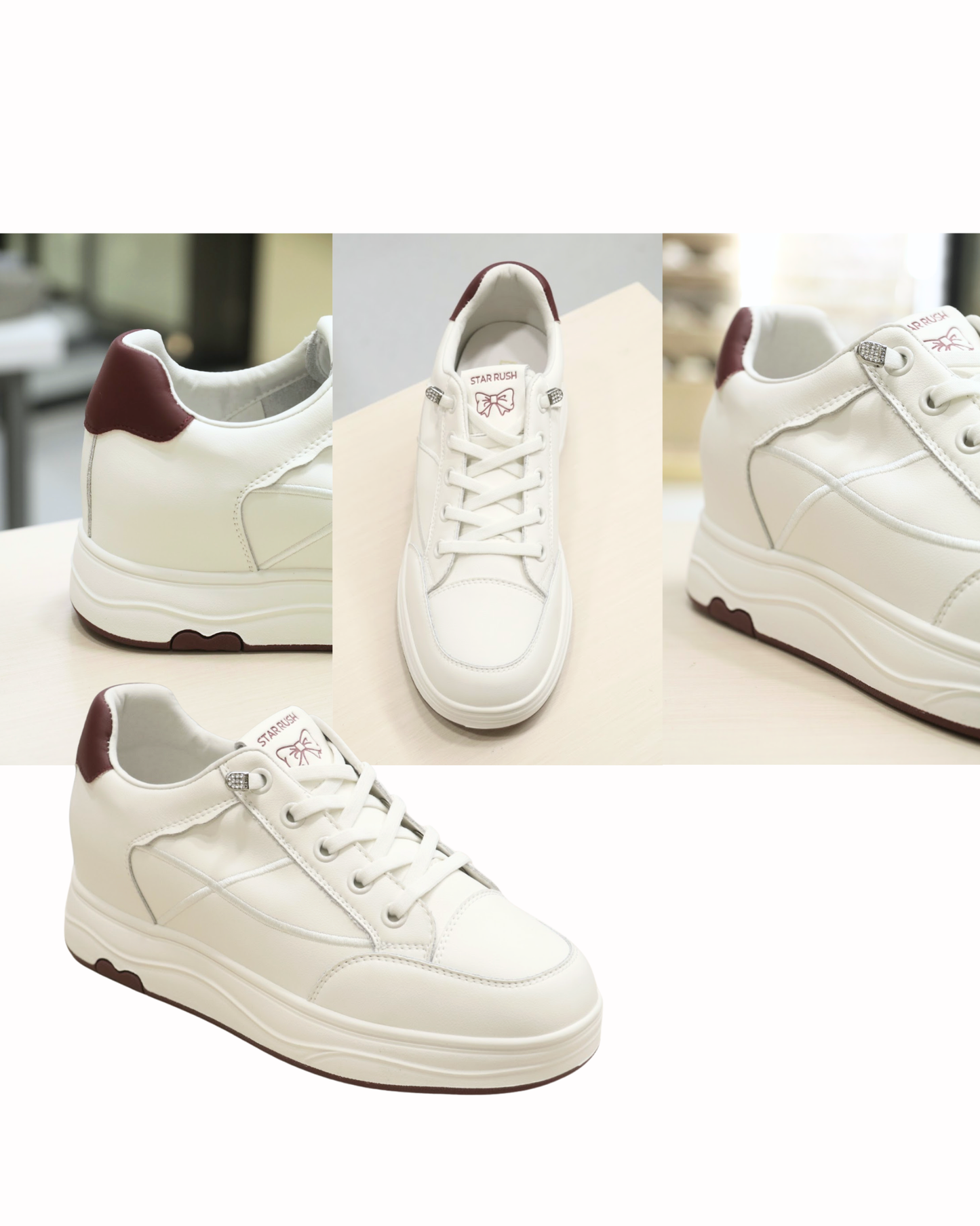 RO68-30 Wavy-Edge Sweet Hidden-Wedge Casual Sneakers