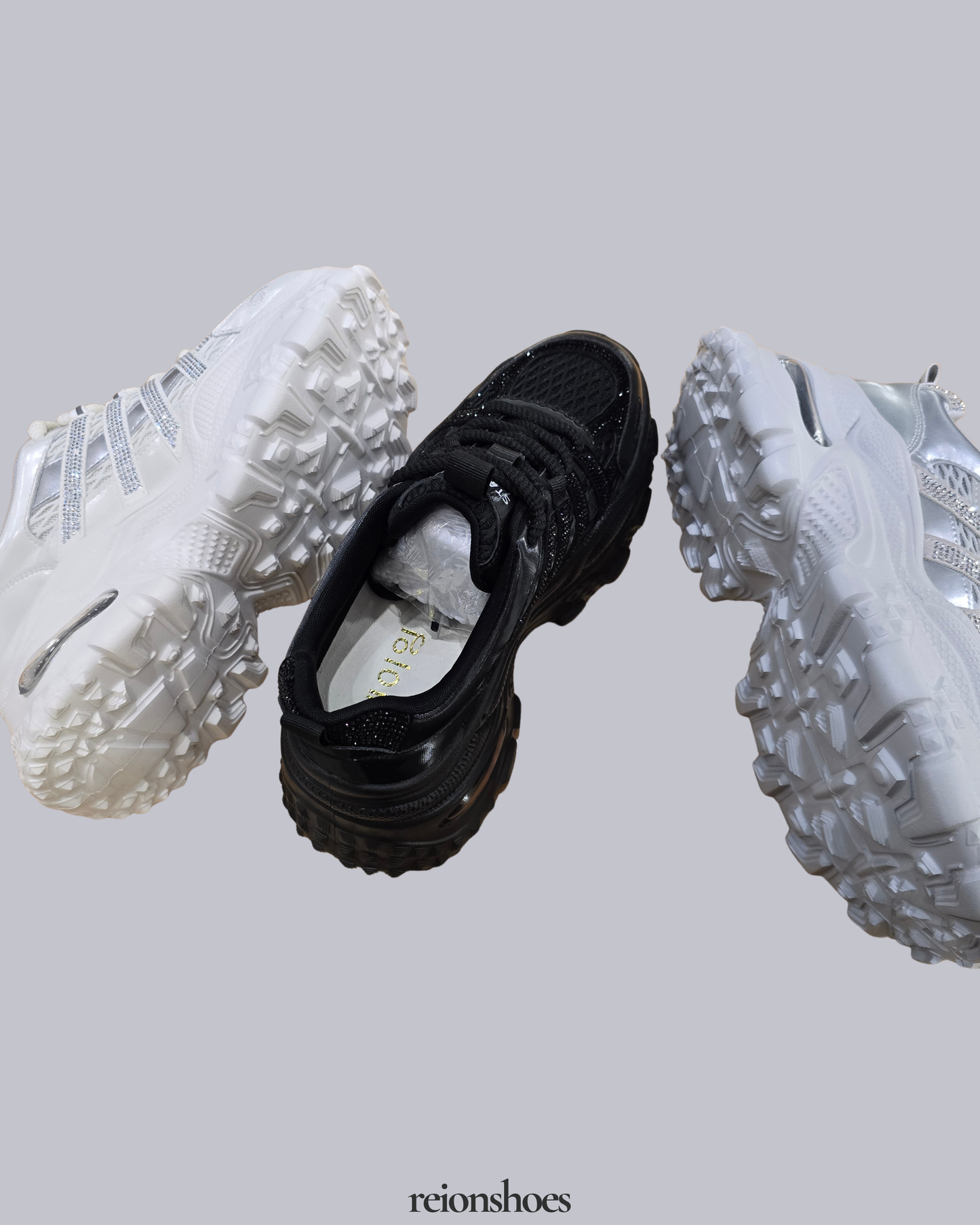 RO6008-77 Shimmering Rhinestone Platform Sneakers