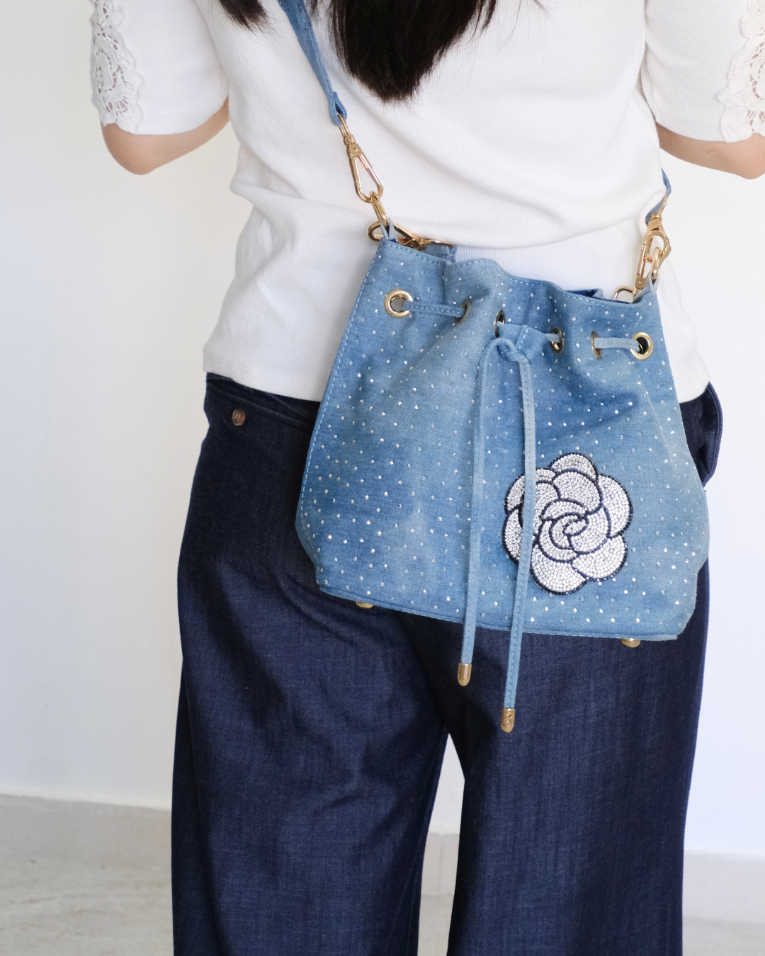 RO81992MMY Dazzling Rose Denim 2-in-1 Bucket Bag Set