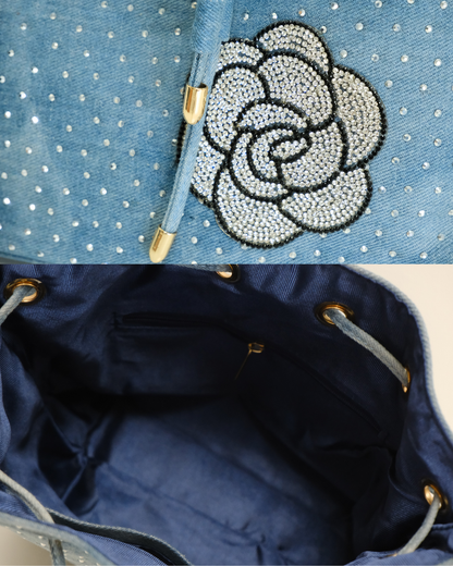 RO81992MMY Dazzling Rose Denim 2-in-1 Bucket Bag Set