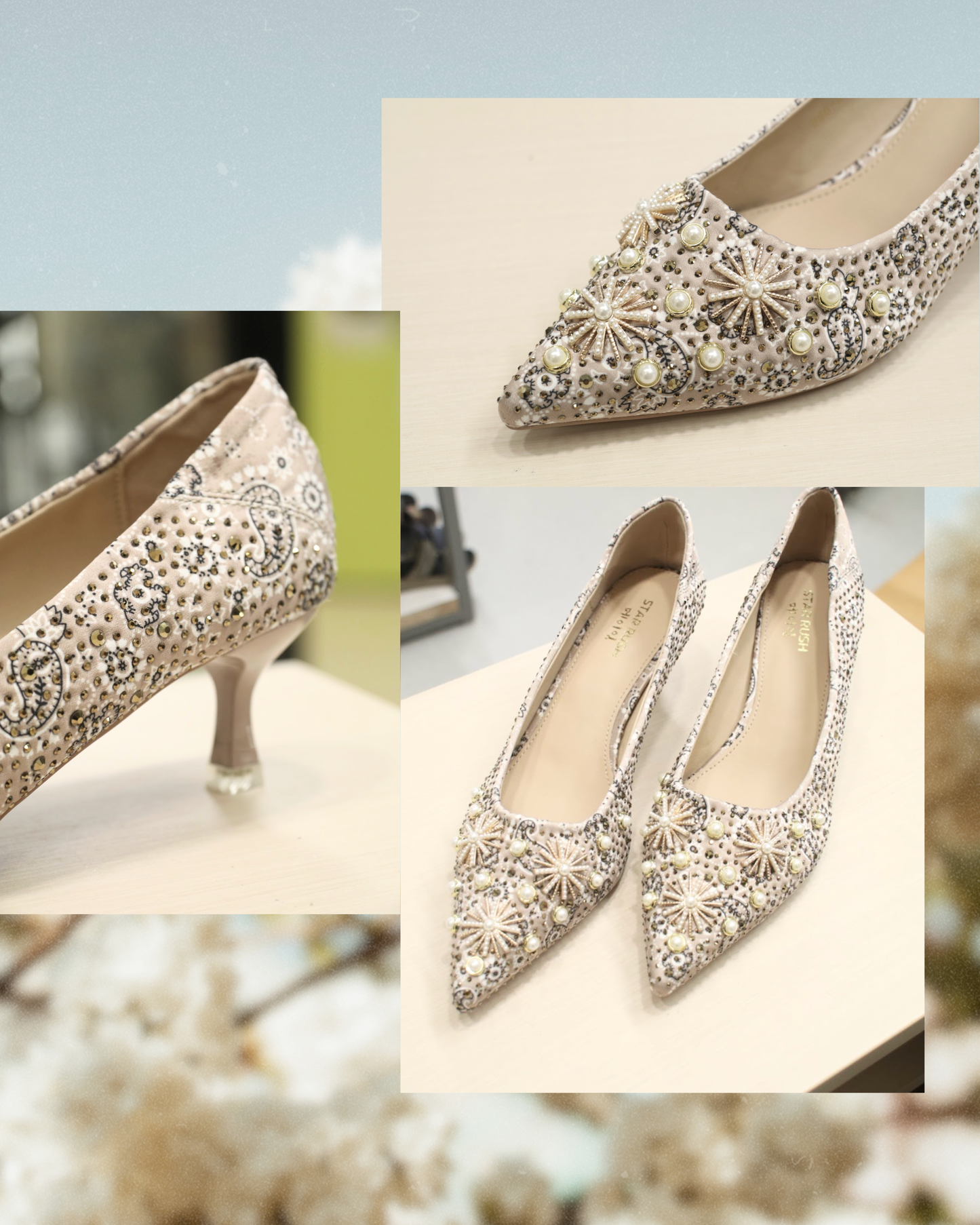 RO996-2 Radiant Patterned Pointed-Toe Heels