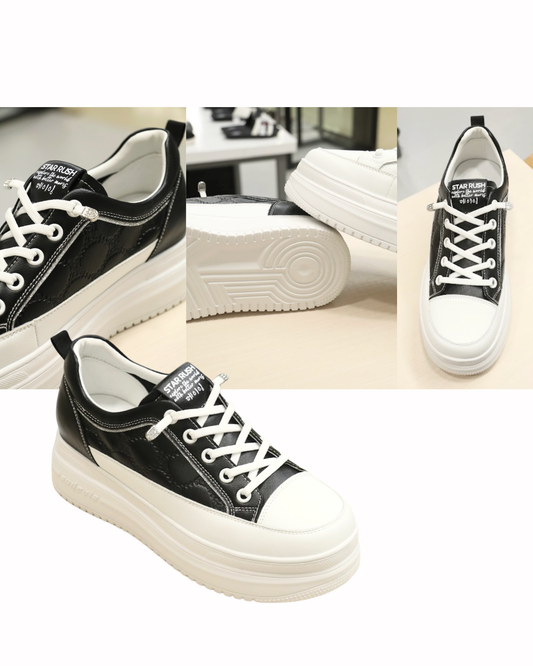 ROC699 Bear Embossed Platform Casual Sneakers