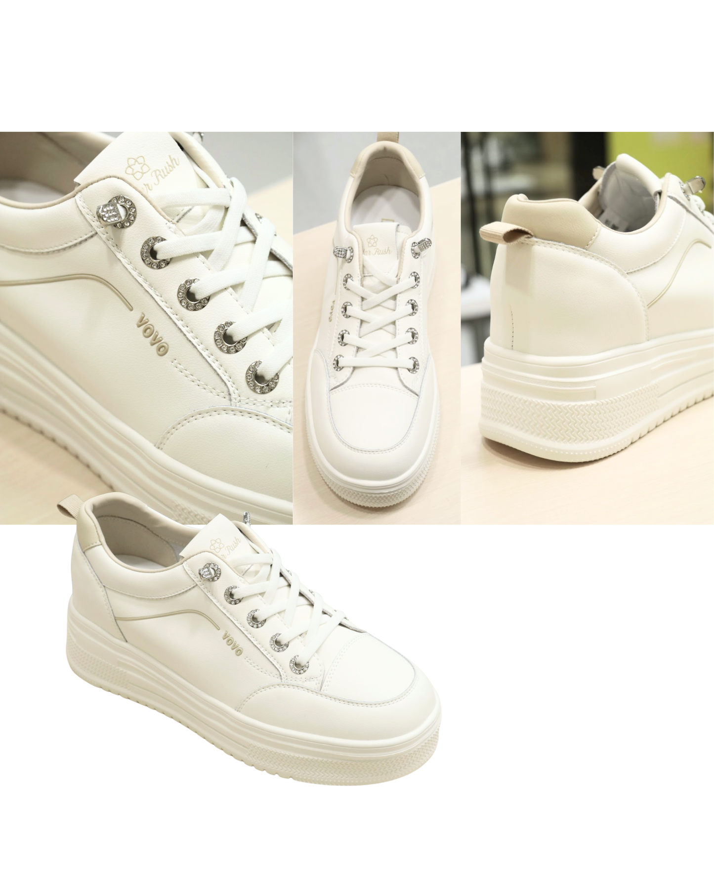 RO6H6835MY Shimmering Hidden-Wedge Platform Casual Sneakers