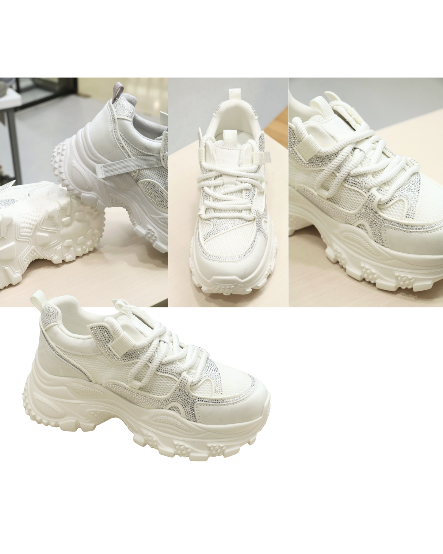 RO6H9970MY Rhinestone Wedge Fashion Sneakers