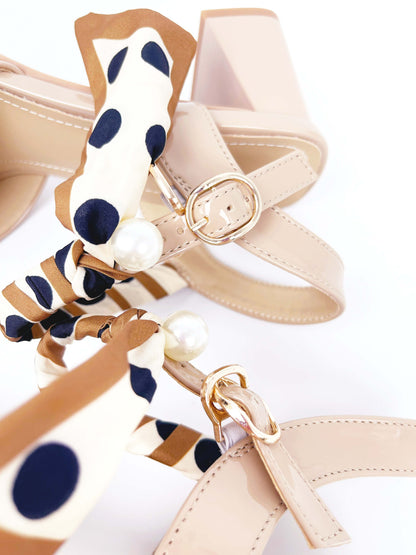 絲帶珍珠點綴高跟涼鞋 Ribbon ＆ Pearl High-heeled Sandals