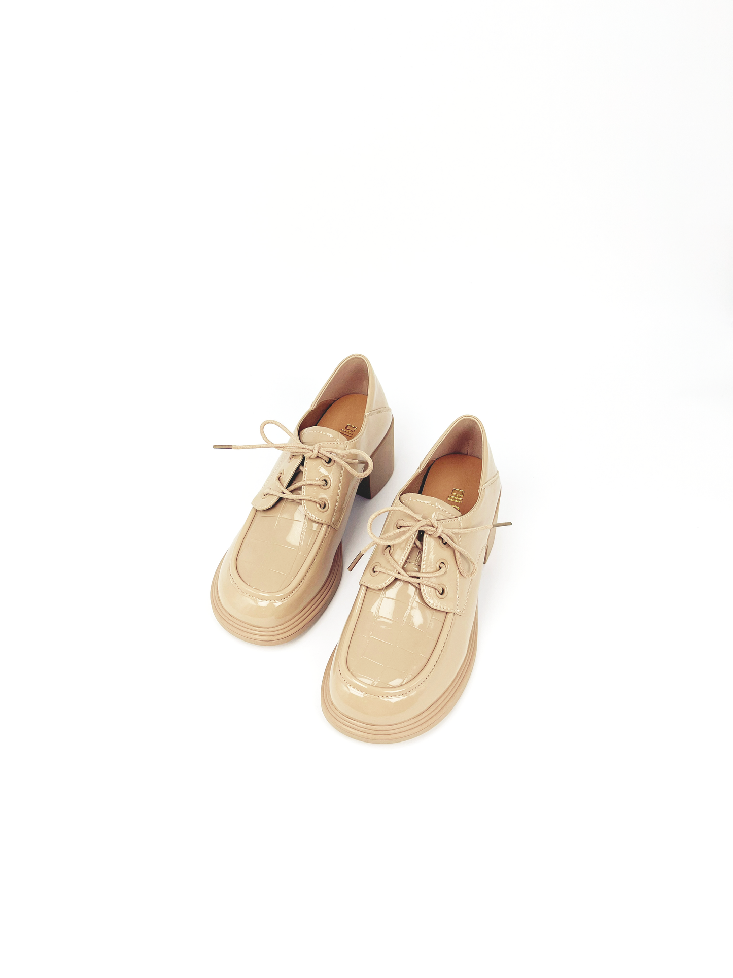 淡紋皮加高樂福鞋 Chunky Leather Lace Up Loafers