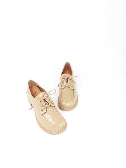 淡紋皮加高樂福鞋 Chunky Leather Lace Up Loafers