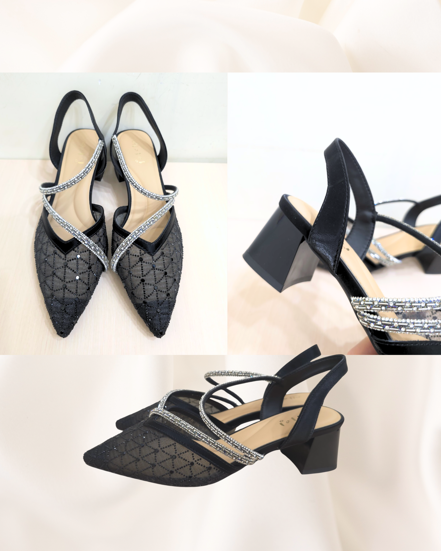 ROF3380 Radiant Strappy Semi-Sheer Low-Heel Shoes
