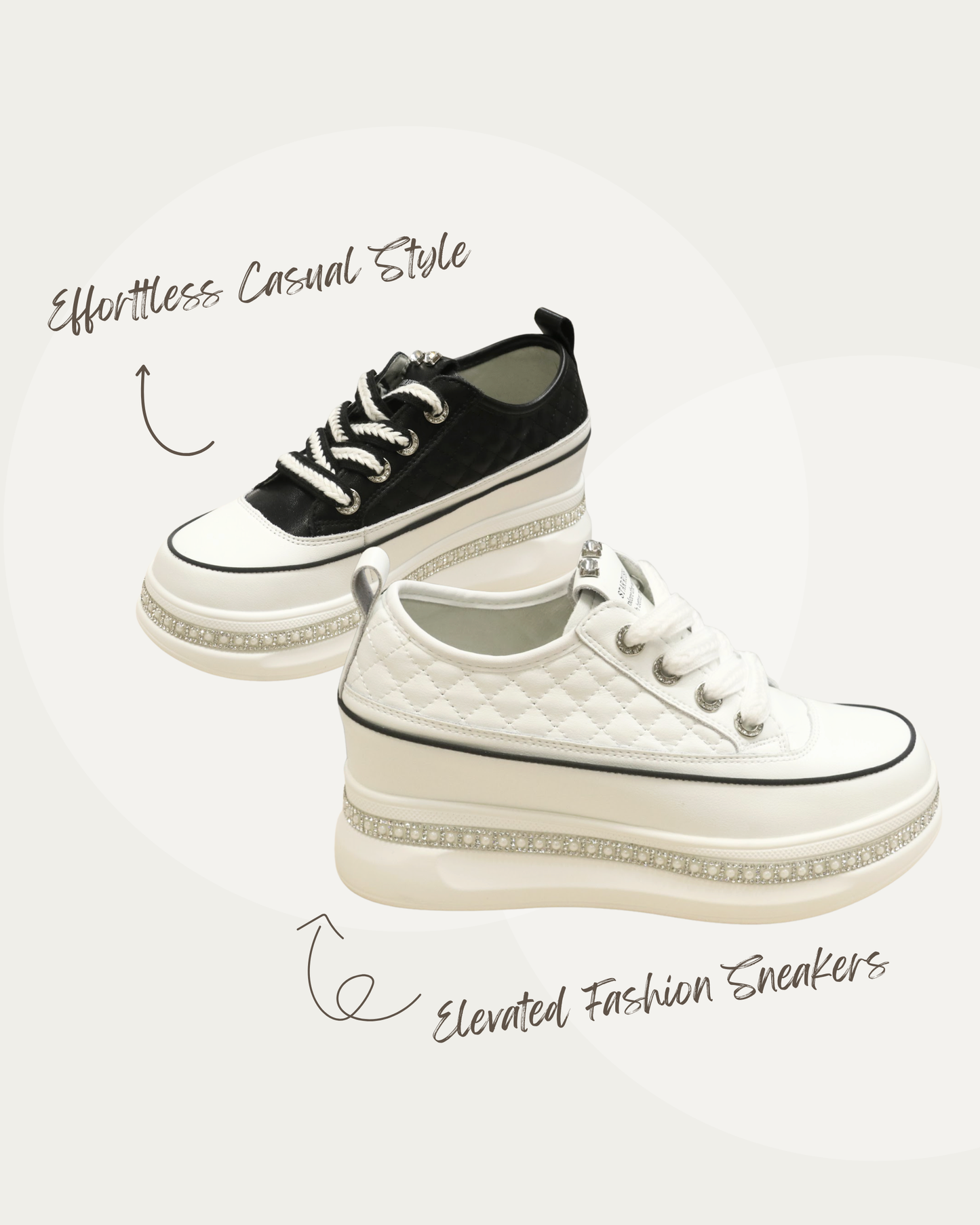 ROM2775 Glamorous Shimmering Elevated Fashion Sneakers