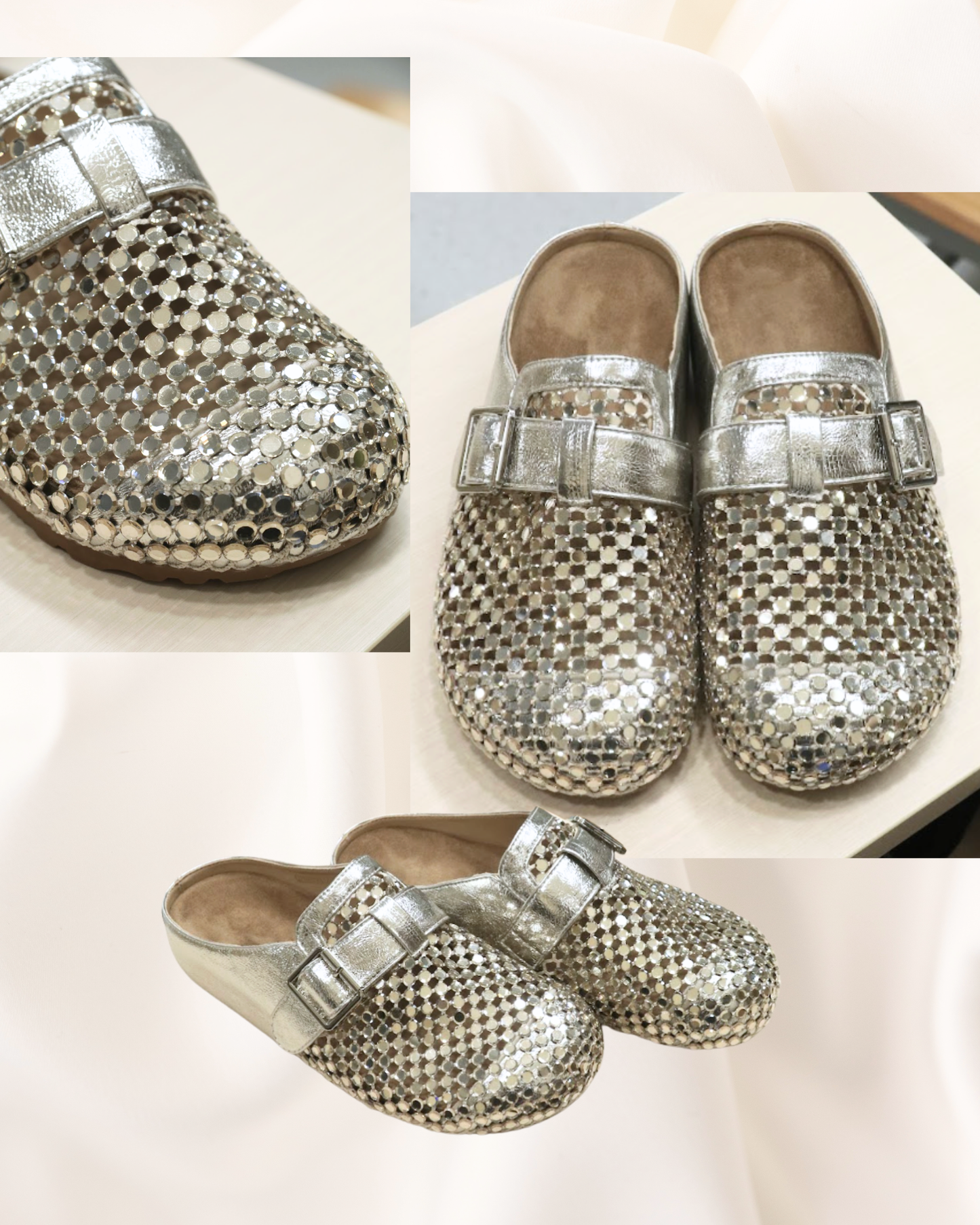ROQ269010 Sequin Crochet Mules
